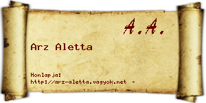 Arz Aletta névjegykártya